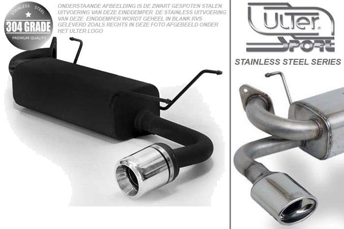 Ulter Sport, Einddemper, Geheel RVS, Enkel Rond 100mm, Mazda, MX5 typ NB, 1.6 81kW, 1.8 103kW, 98-, Pasklaar, Past op originele middendemper/katalysator