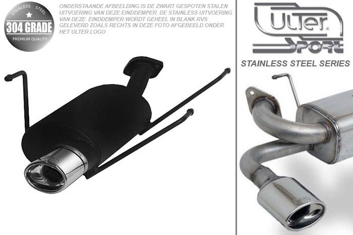 Ulter Sport, Einddemper, Geheel RVS, Enkel Ovaal 95x65mm, Nissan, ALMERA, 1.4 55/64kW, 1.6 66/73kW, 07/95-02/00   HATCHBACK, Pasklaar, Past op originele middendemper/katalysator