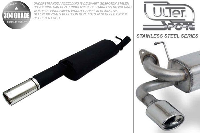 Ulter Sport, Einddemper, Geheel RVS, Enkel Ovaal 95x65mm, Opel, VECTRA-A, 1.4 55kW, 1.6 52/55/60kW, 1.8 66kW, 1.8GT 66kW, 2.0 85kW, 88-95  Sedan, Pasklaar, Past op originele middendemper/katalysator