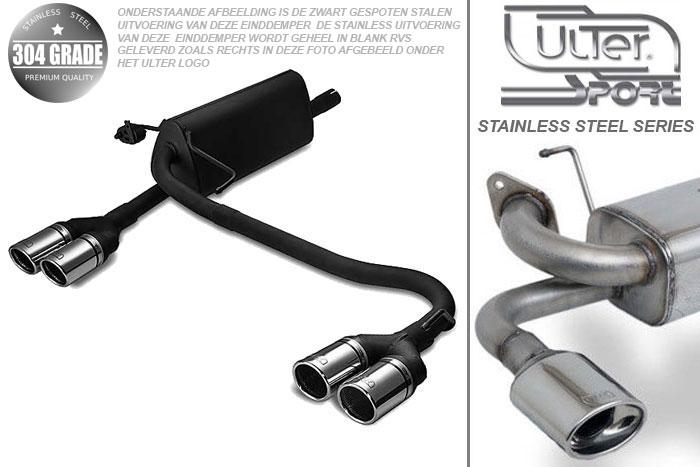 Ulter Sport, Einddemper L+R, Geheel RVS, Dubbel Rond 70mm, Opel, ASTRA-H, 1.4i 66kW, 1.6i 77kW, 1.8i 92kW, 2003-  COMBI, Pasklaar, Past op originele middendemper/katalysator