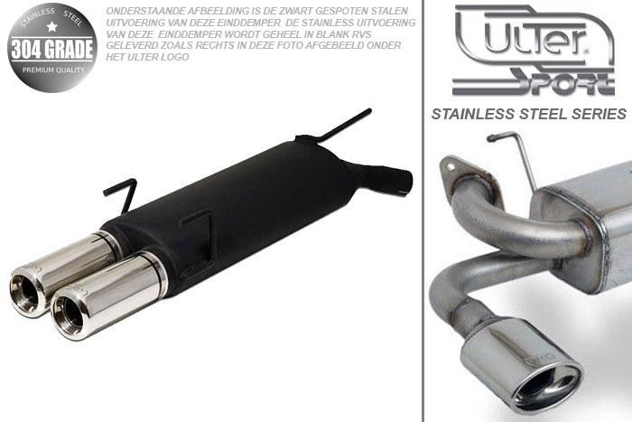 Ulter Sport, Einddemper, Geheel RVS, Dubbel Rond 80mm, Opel, ASTRA-F, 1.4 60kW, 1.4 16V 66kW, 1.6i 52/55kW, 1.6i 16V 74kW, 09/96-  COMBI, Pasklaar, Past op originele middendemper/katalysator