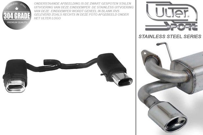 Ulter Sport, Einddemper L+R, Geheel RVS, Enkel plat ovaal 145x75mm, Skoda, SUPERB II, 1.4 TSI 92kW, 1.8 TSI 118kW, 1.9 TDI 77kW, 2.0 TDI 103/125kW, Pasklaar, Past op originele middendemper/katalysator