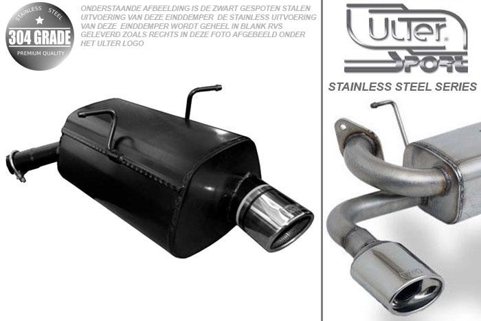Ulter Sport, Einddemper, Geheel RVS, -Enkel Rond 90mm, Mini, ONE. COOPER, 1.4 70kW, 1.6 66/85/88kW, 00-, Pasklaar, Past op originele middendemper/katalysator