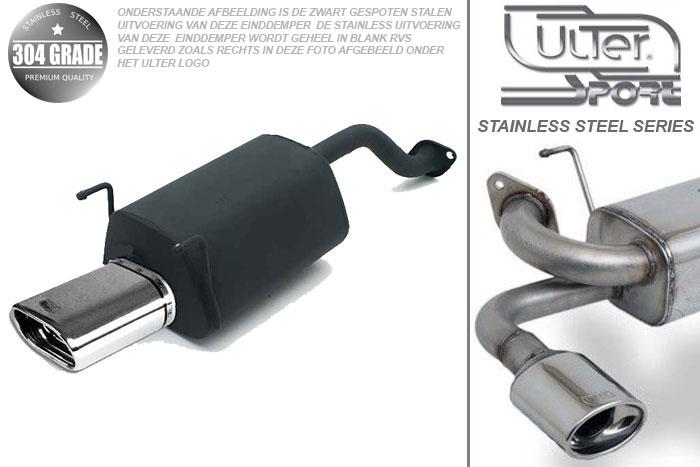Ulter Sport, Einddemper, Geheel RVS, Enkel plat ovaal 145x75mm, Honda, CRX DEL SOL, 1.6 16V 92kW, 09/92-, Pasklaar, Past op originele middendemper/katalysator