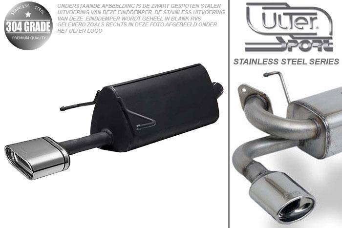 Ulter Sport, Einddemper, Geheel RVS, Enkel plat ovaal 145x75mm, Opel, ASTRA-H, 1.3CDTi 66kW, 1.7CDTi 59/74kW, 1.9CDTi 88/110kW, 2003-  COMBI, Pasklaar, Past op originele middendemper/katalysator
