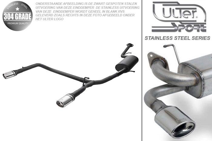 Ulter Sport, Einddemper L+R, Geheel RVS, Enkel Ovaal 95x65mm, Toyota, IQ, 1.0 50kW, 1.3 74kW, 1.4d 66kW, Pasklaar, Past op originele middendemper/katalysator