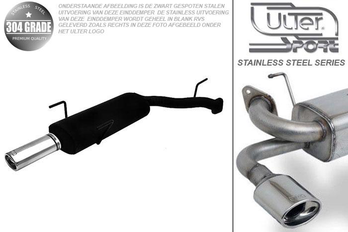 Ulter Sport, Einddemper, Geheel RVS, Enkel Ovaal 95x65mm, Opel, VECTRA-B, 1.6 16V 74kW, 1.8 16V 85kW, 2.0 16V 100kW, 09/95-09/99, COMBI, Pasklaar, Past op originele middendemper/katalysator