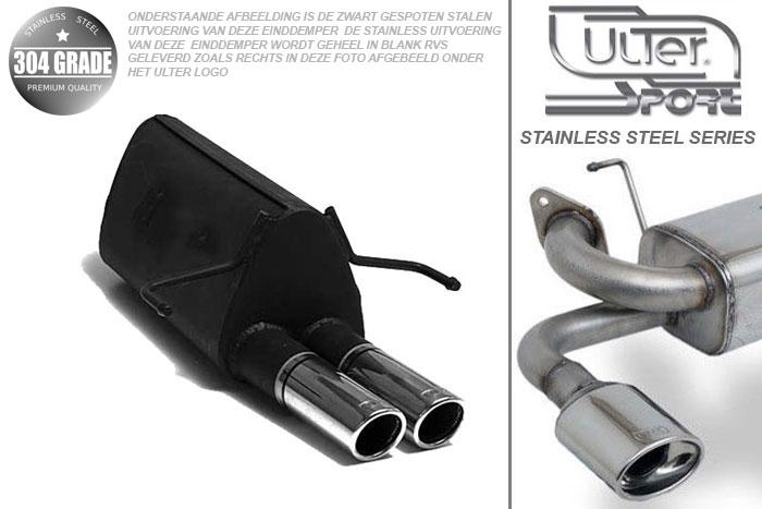 Ulter Sport, Einddemper, Geheel RVS, Dubbel Rond 70mm, Opel, ASTRA-H, 1.3CDTi 66kW, 1.7CDTi 59/74kW, 1.9CDTi 88/110kW, 2003-  HATCHBACK 5D. GTC WITHOUT CUT OUT IN BUMPER, Pasklaar, Past op originele middendemper/katalysator