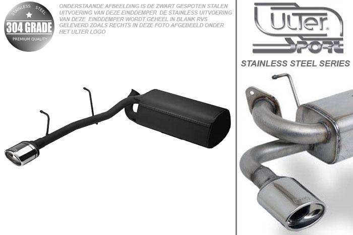 Ulter Sport, Einddemper, Geheel RVS, Enkel Ovaal 120x80mm, Renault, LAGUNA II, 02/2001-, 1.6 16V  81/85 kW, 1.8 16V  87 kW, 2.0 16V  99/103 kW, 1.9 dCi 70/74/81/85/88/92/96 kW, 2.2 dCi   102/110 kW, Pasklaar, Past op originele middendemper/katalysator
