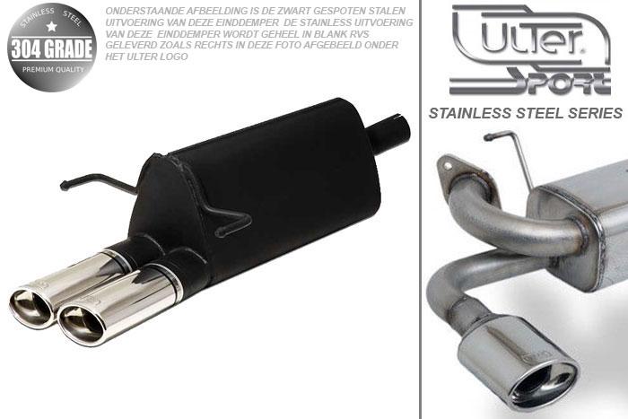 Ulter Sport, Einddemper, Geheel RVS, Dubbel Ovaal 95x65mm, Opel, ASTRA-H, 1.3CDTi 66kW, 1.7CDTi 59/74kW, 1.9CDTi 88/110kW, 2003-  COMBI, Pasklaar, Past op originele middendemper/katalysator