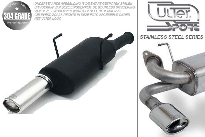 Ulter Sport, Einddemper, Geheel RVS, Enkel Ovaal 95x65mm, Citroen, SAXO, 1.0 37kW, 1.1 44kW, 1.4 55kW, 1.5D 40kW, 96-02/00, Pasklaar, Past op originele middendemper/katalysator