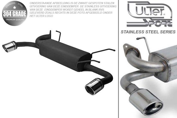 Ulter Sport, Einddemper L+R, Geheel RVS, Enkel Rond 90mm, Mazda, MX5 typ NB, 1.6 81kW, 1.8 103kW, 98-, Pasklaar, Past op originele middendemper/katalysator