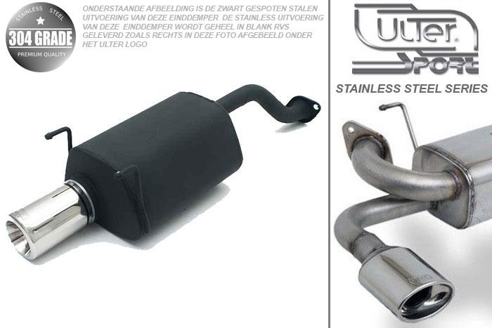 Ulter Sport, Einddemper, Geheel RVS, Enkel Rond 80mm, Honda, CIVIC VI, 1.4 66kW, 1.5 84kW, 1.6 77/92kW, 96-01, SEDAN, COUPE EJ6, Pasklaar, Past op originele middendemper/katalysator