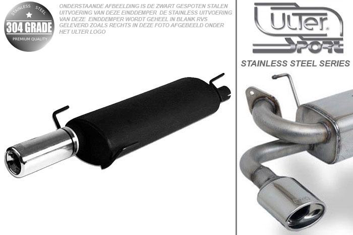 Ulter Sport, Einddemper, Geheel RVS, Enkel Rond 80mm, Opel, ASTRA-F, 1.4 60kW, 1.4 16V 66kW, 1.6i 52/55kW, 1.6i 16V 74kW, 04/96-  HATCHBACK, Pasklaar, Past op originele middendemper/katalysator