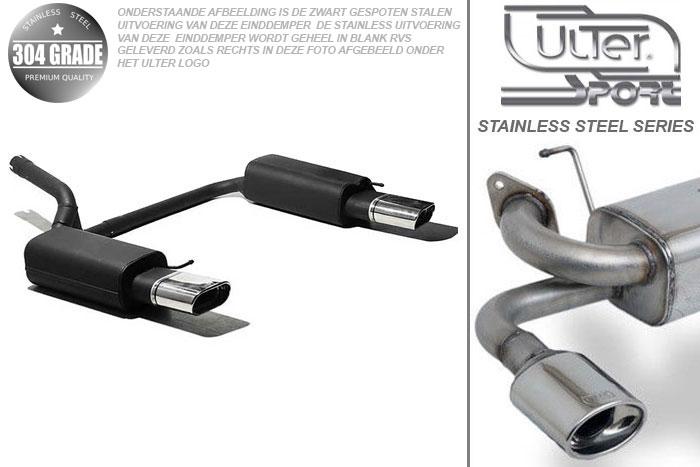 Ulter Sport, Einddemper L+R, Geheel RVS, Enkel plat ovaal 145x75mm, Skoda, OCTAVIA II RS, 2.0 TFSI 147kW, 2.0 TDI 125kW, Pasklaar, Past op originele middendemper/katalysator