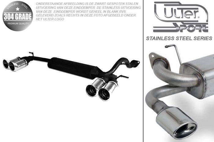 Ulter Sport, Einddemper L+R, Geheel RVS, Dubbel Rond 80mm DTM, Honda, CRX, 1.6 16V 91/96kW, 87-92, Pasklaar, Past op originele middendemper/katalysator