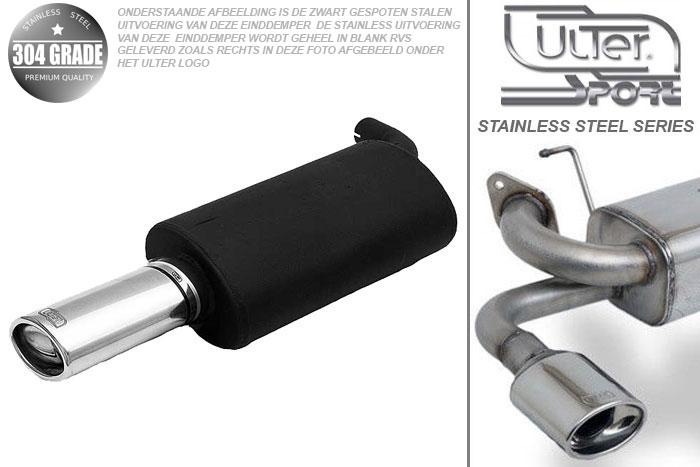 Ulter Sport, Einddemper, Geheel RVS, Enkel Ovaal 95x65mm, Toyota, COROLLA, 1.3 63kW, 1.4 71kW, 1.6 81kW, 97- 01  Hatchback, Pasklaar, Past op originele middendemper/katalysator