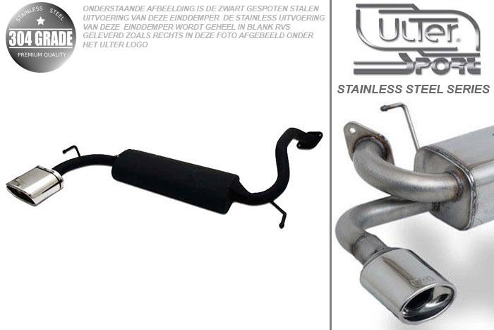 Ulter Sport, Einddemper, Geheel RVS, Enkel plat ovaal 145x75mm, Mazda, 323F, 323C, 323P, 1.5 16V 66kW, 06/94-98, Pasklaar, Past op originele middendemper/katalysator