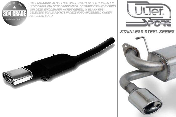 Ulter Sport, Einddemper, Geheel RVS, Enkel plat ovaal 145x75mm, VW, JETTA III, 1.6 75kW, 1.6FSI 85kW, 2.0FSI 110kW, 1.9TDi 77kW, 2.0TDi 103kW, 2005-, Pasklaar, Past op originele middendemper/katalysator