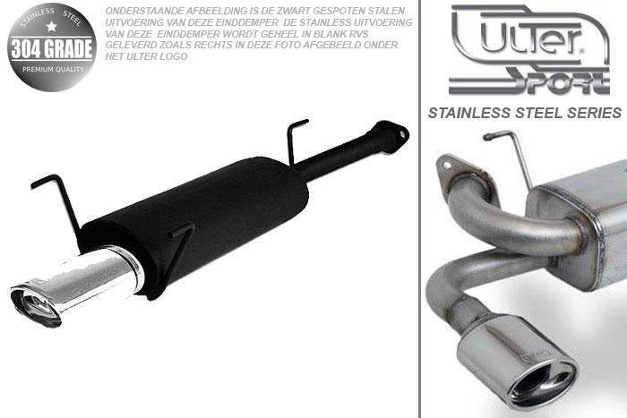 Ulter Sport, Einddemper, Geheel RVS, Enkel Ovaal 120x80mm, Opel, ASTRA-G, 1.6 16V 74kW, 1.8 16V 85/92kW, 2.0 16V 100kW, 99- 03   COUPE, Pasklaar, Past op originele middendemper/katalysator