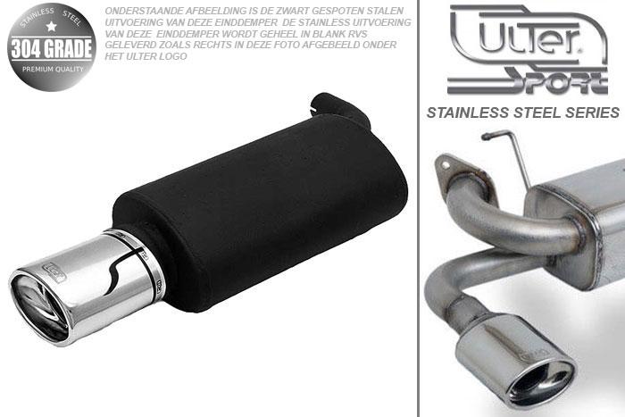 Ulter Sport, Einddemper, Geheel RVS, Enkel Ovaal 120x80mm, Toyota, COROLLA, 1.4, 1.6, 04/97-01, SEDAN, Pasklaar, Past op originele middendemper/katalysator