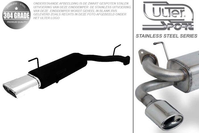 Ulter Sport, Einddemper, Geheel RVS, Enkel plat ovaal 145x75mm, Opel, VECTRA-B  (facelift), 1.6 16V 74kW, 1.8 16V 92kW, 2.0 16V 108kW, 09/99-09/2002, COMBI, Pasklaar, Past op originele middendemper/katalysator