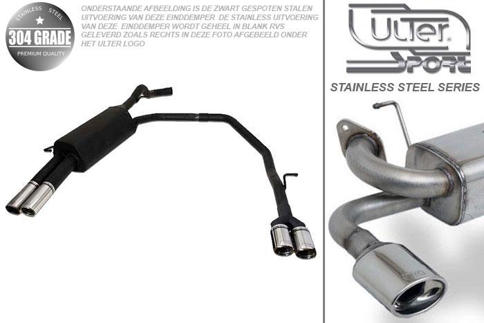 Ulter Sport, Einddemper L+R, Geheel RVS, Dubbel Rond 70mm, Skoda, OCTAVIA, 1.4 44/55kW, 1.6 55/74kW, 1.8 92kW, 2.0 85kW,, 10/96-05, HATCHBACK. COMBI, Pasklaar, Past op originele middendemper/katalysator