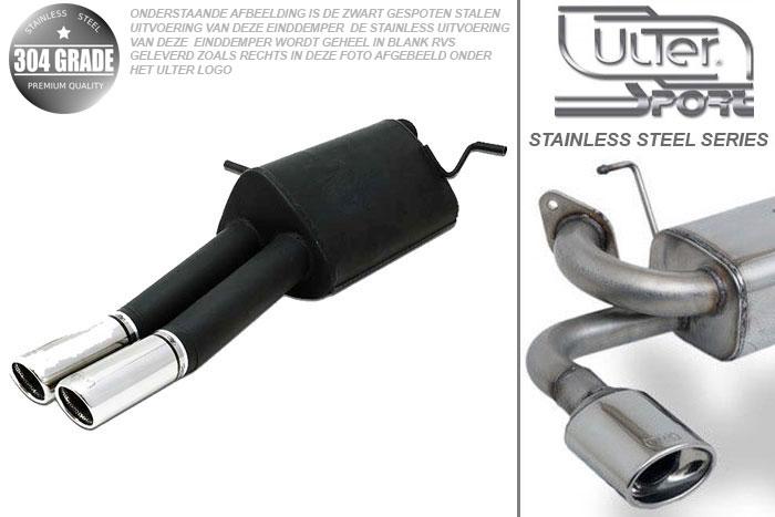 Ulter Sport, Einddemper, Geheel RVS, Dubbel Rond 70mm, Citroen, C4, 1.6 80kW, 2004-   HATCHBACK 3D, Pasklaar, Past op originele middendemper/katalysator