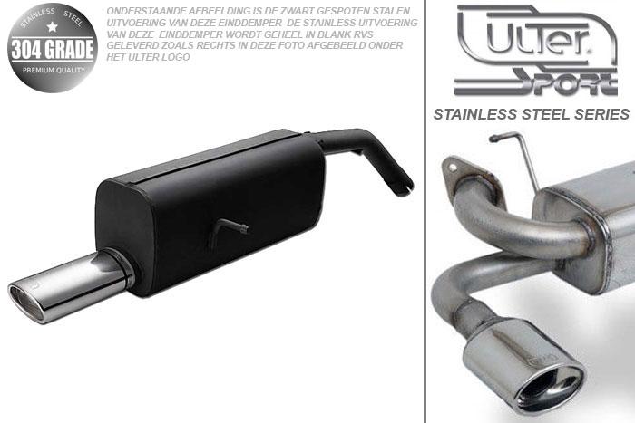 Ulter Sport, Einddemper, Geheel RVS, Enkel Ovaal 95x65mm, Peugeot, 207, 1.6 HDI 60/80kW, version with cut out in bumper, HATCHBACK, Pasklaar, Past op originele middendemper/katalysator