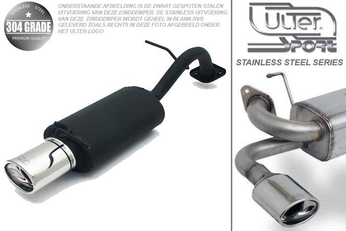 Ulter Sport, Einddemper, Geheel RVS, Enkel Ovaal 120x80mm, Toyota, YARIS, 1.0 50kW, 1.3 63kW, 99- 05, Pasklaar, Past op originele middendemper/katalysator
