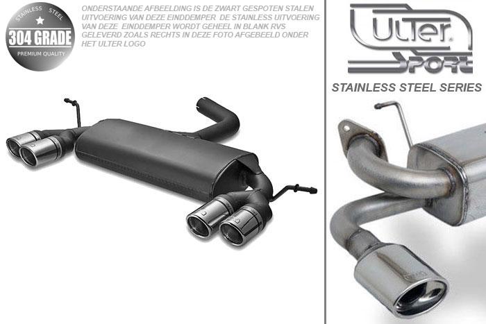 Ulter Sport, Einddemper L+R, Geheel RVS, Dubbel Rond 70mm, VW, VW SCIROCCO III, 1.4 TSI 90/118kW, 2.0TDi 103kW, 2008-, Pasklaar, Past op originele middendemper/katalysator