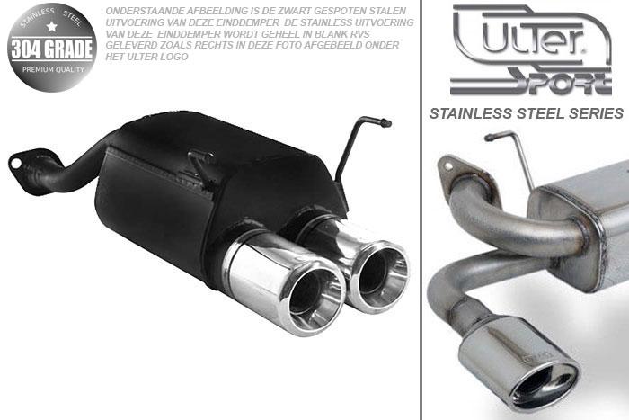 Ulter Sport, Einddemper, Geheel RVS, Dubbel Rond 100mm, Honda, CIVIC VII, 1.4 16V 66kW, 1.6 16V 81kW, 2002-2006, HATCHBACK, Pasklaar, Past op originele middendemper/katalysator