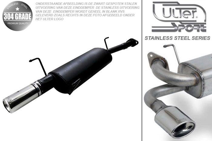 Ulter Sport, Einddemper, Geheel RVS, Enkel Rond 80mm, Opel, ASTRA-G, 1.4 16V 66kW, 1.6 16V 74kW, 1.8 8V 55/62kW, 1.8 16V 85/92kW, 2.0 16V 100kW, 98- 03   COMBI, Pasklaar, Past op originele middendemper/katalysator