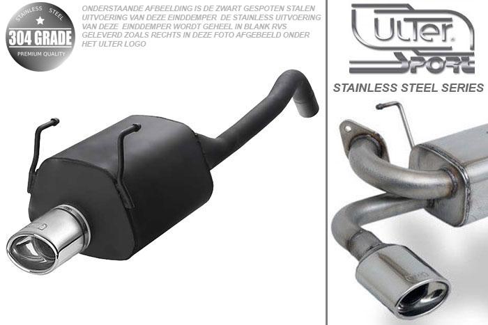 Ulter Sport, Einddemper, Geheel RVS, Enkel Ovaal 120x80mm, Ford, KA II, 1.2 51kW, 1.3 TDCi 55kW, 2008-, Pasklaar, Past op originele middendemper/katalysator