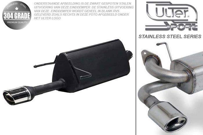 Ulter Sport, Einddemper, Geheel RVS, Enkel Ovaal 120x80mm, Opel, ASTRA-H, 1.3CDTi 66kW, 1.7CDTi 59/74kW, 1.9CDTi 88/110kW, 2003-  COMBI, Pasklaar, Past op originele middendemper/katalysator