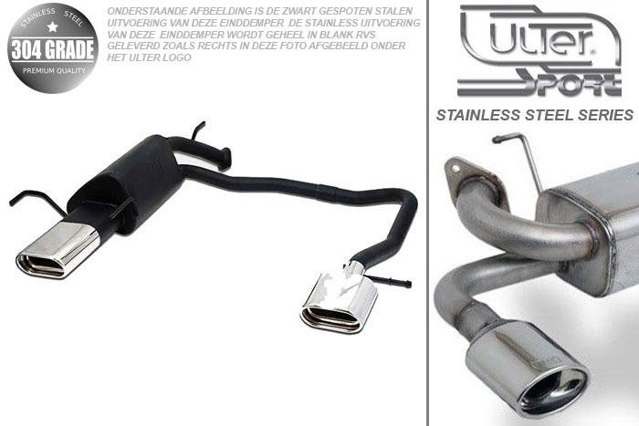 Ulter Sport, Einddemper L+R, Geheel RVS, Enkel plat ovaal 145x75mm, Opel, VECTRA-B  (facelift), 1.6 16V 74kW, 1.8 16V 92kW, 2.0 16V 108kW, 09/99-09/2002, COMBI, Pasklaar, Past op originele middendemper/katalysator