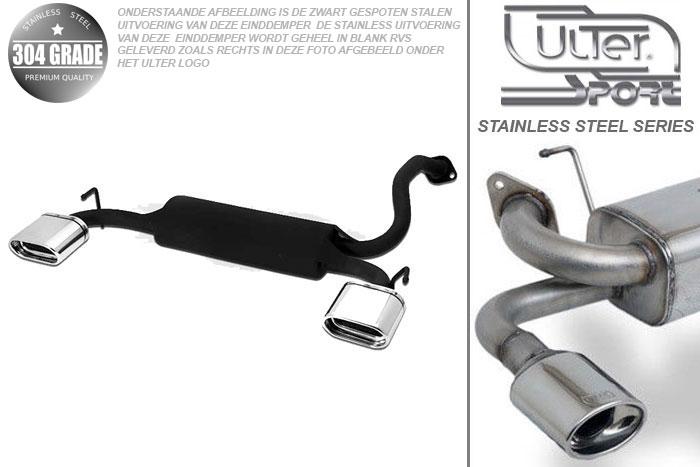 Ulter Sport, Einddemper L+R, Geheel RVS, Enkel plat ovaal 145x75mm, Mazda, MAZDA, 323. 323F, 1.8 16V 85kW, 2.0 V6 106kW, 04/94-04/98, Pasklaar, Past op originele middendemper/katalysator