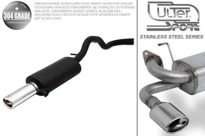 Ulter Sport, Einddemper, Geheel RVS, Enkel Ovaal 95x65mm, Seat, 1.0 33kW, 1.3 40kW, 1.4 44kW, 1.6 55kW, 1.9D 47kW, 02/93-06/96, Pasklaar, Past op originele middendemper/katalysator