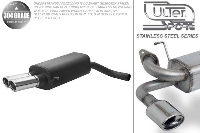 Ulter Sport, Einddemper, Geheel RVS, Dubbel Rond 70mm, Skoda, SUPERB II, 1.4 TSI 92kW, 1.8 TSI 118kW, 1.9 TDI 77kW, 2.0 TDI 103/125kW, Pasklaar, Past op originele middendemper/katalysator