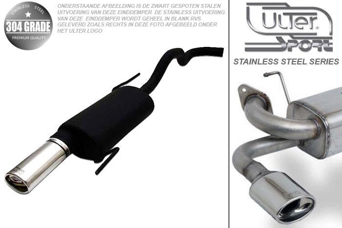 Ulter Sport, Einddemper, Geheel RVS, Enkel Ovaal 95x65mm, Seat, IBIZA, 1.0 37kW, 1.4 44kW, 06/96-99  TRANSVERSE HOOKS, Pasklaar, Past op originele middendemper/katalysator