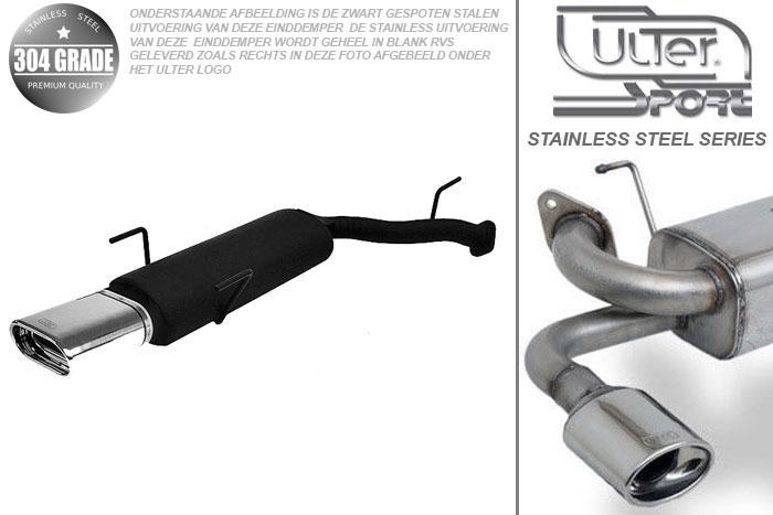 Ulter Sport, Einddemper, Geheel RVS, Enkel plat ovaal 145x75mm, Opel, VECTRA-B  (facelift), 1.6 16V 74kW, 1.8 16V 92kW, 2.0 16V 108kW, 09/99-09/2002, Hatchback.  Sedan, Pasklaar, Past op originele middendemper/katalysator