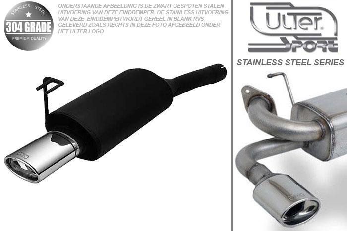 Ulter Sport, Einddemper, Geheel RVS, Enkel Ovaal 120x80mm, Fiat, BRAVO, 1.4 12V 55/59kW, 1.6 16V 66/76kW, 97-01, Pasklaar, Past op originele middendemper/katalysator