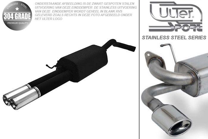 Ulter Sport, Einddemper, Geheel RVS, Dubbel Rond 80mm, Skoda, OCTAVIA, 1.4 44/55kW, 1.6 55/74kW, 1.8 92kW, 2.0 85kW,, 10/96-05, HATCHBACK. COMBI, Pasklaar, Past op originele middendemper/katalysator