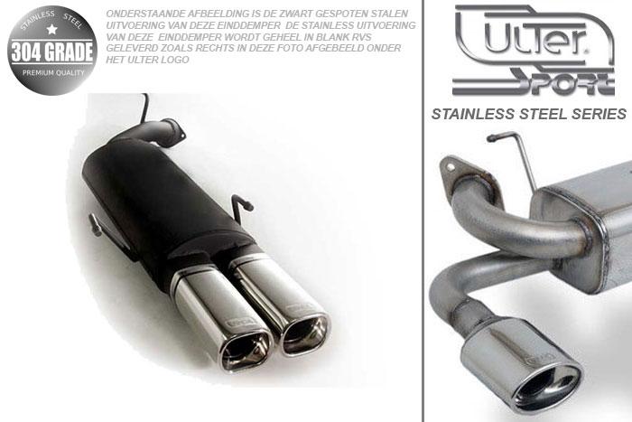 Ulter Sport, Einddemper, Geheel RVS, Dubbel Rechthoek 80x65mm, Opel, VECTRA-B, 1.6 16V 74kW, 1.8 16V 85kW, 2.0 16V 100kW, 09/95-09/99, Hatchback.   Sedan, Pasklaar, Past op originele middendemper/katalysator