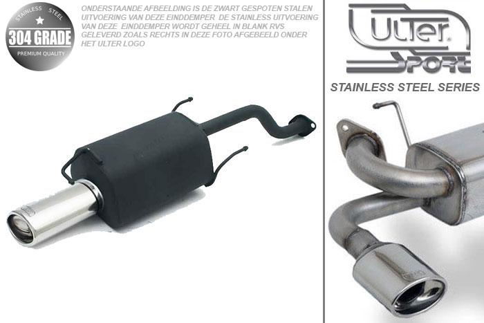 Ulter Sport, Einddemper, Geheel RVS, Enkel Ovaal 95x65mm, Honda, CIVIC VI, 1.4 16V 55/66kW, 1.5 VTEC-E 16V 66/85kW, 1.6 16V 83/93kW, 95-01   HATCHBACK   5-Doors, Pasklaar, Past op originele middendemper/katalysator