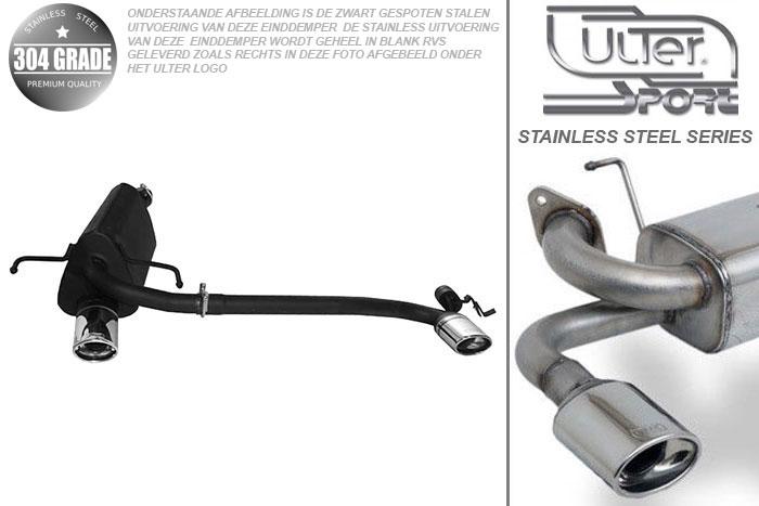 Ulter Sport, Einddemper L+R, Geheel RVS, Enkel Ovaal 95x65mm, Opel, ASTRA-H, 1.4i 66kW, 1.6i 77kW, 1.8i 92kW, 2003-  HATCHBACK 5D. GTC WITHOUT CUT OUT IN BUMPER, Pasklaar, Past op originele middendemper/katalysator
