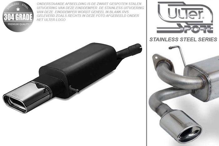 Ulter Sport, Einddemper, Geheel RVS, Enkel plat ovaal 145x75mm, Skoda, OCTAVIA II RS, 2.0 TFSI 147kW, 2.0 TDI 125kW, Pasklaar, Past op originele middendemper/katalysator