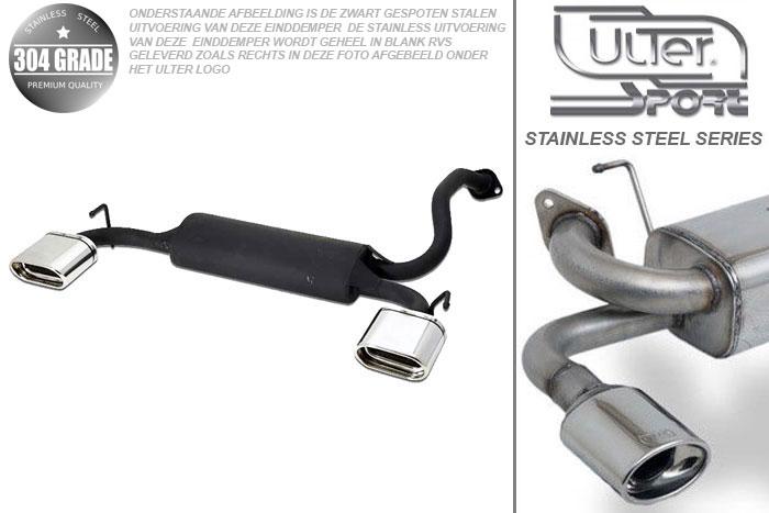 Ulter Sport, Einddemper L+R, Geheel RVS, Enkel plat ovaal 145x75mm, Mazda, 323F, 323C, 323P, 1.5 16V 66kW, 06/94-98, Pasklaar, Past op originele middendemper/katalysator