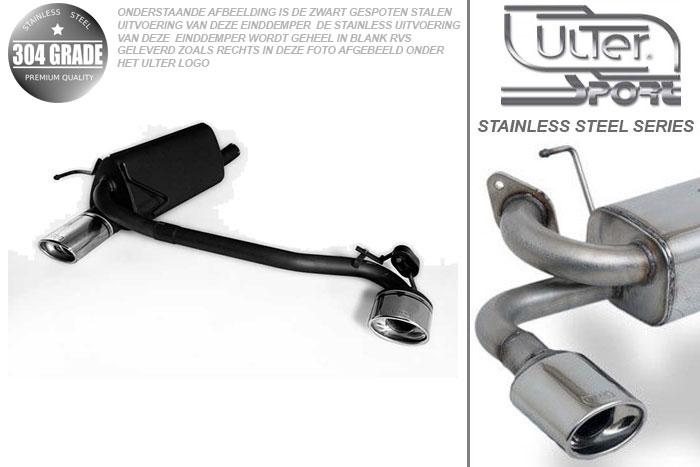Ulter Sport, Einddemper L+R, Geheel RVS, Enkel Ovaal 120x80mm, Opel, ASTRA-H, 1.3CDTi 66kW, 1.7CDTi 59/74kW, 1.9CDTi 88/110kW, 2003-  HATCHBACK 5D. GTC WITHOUT CUT OUT IN BUMPER, Pasklaar, Past op originele middendemper/katalysator