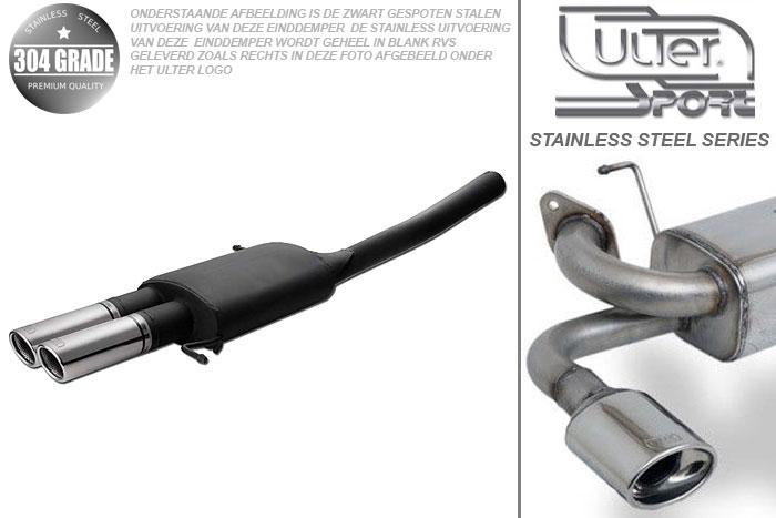 Ulter Sport, Einddemper, Geheel RVS, Dubbel Rond 70mm, VW, PASSAT typ 3C, 1.6 75kW, 1.6 FSI 85kW, 1.8 118kW, 2.0 FSI 110kW, 1.9 TDI 77/103kW, 2.0 TDI 103/125kW, SEDAN. VARIANT, Pasklaar, Past op originele middendemper/katalysator